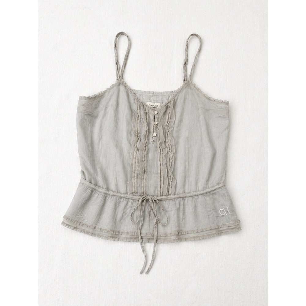 Gilly Hicks Sydney Grey Ruffle Peplum Camisole Top Small Adjustable Straps